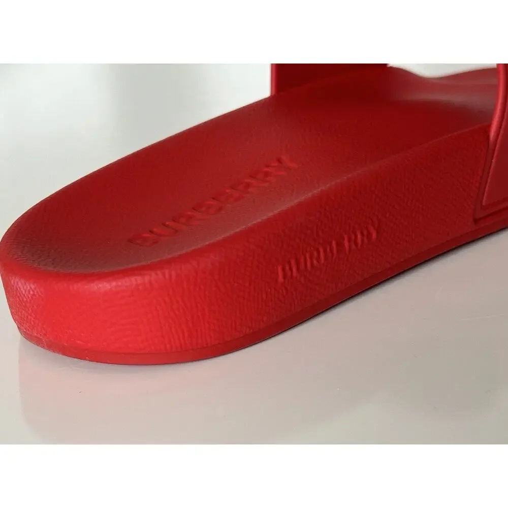 NIB $420 Burberry Eyelet Men’s Furley Bright Red Slide Sandals 9 US (42) 8053156